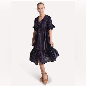 Anthropologie SUNDRY lurex striped gauze maxi dress